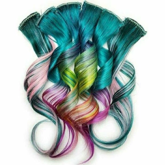 18 inch Rainbow Mermaid Ombre Remy Human Hair Extensions